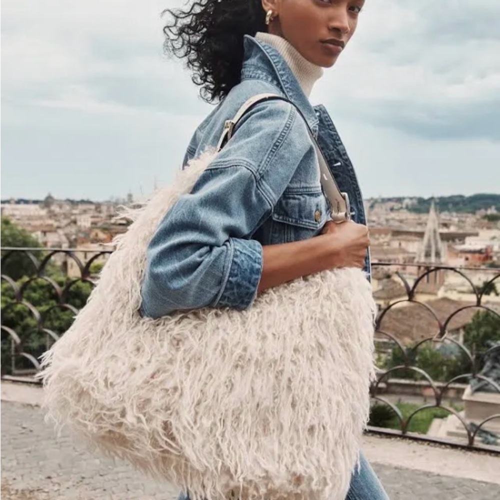 Michael Korrs Nolita Large Faux Fur Hobo Bag, ivory - excellent condjtion